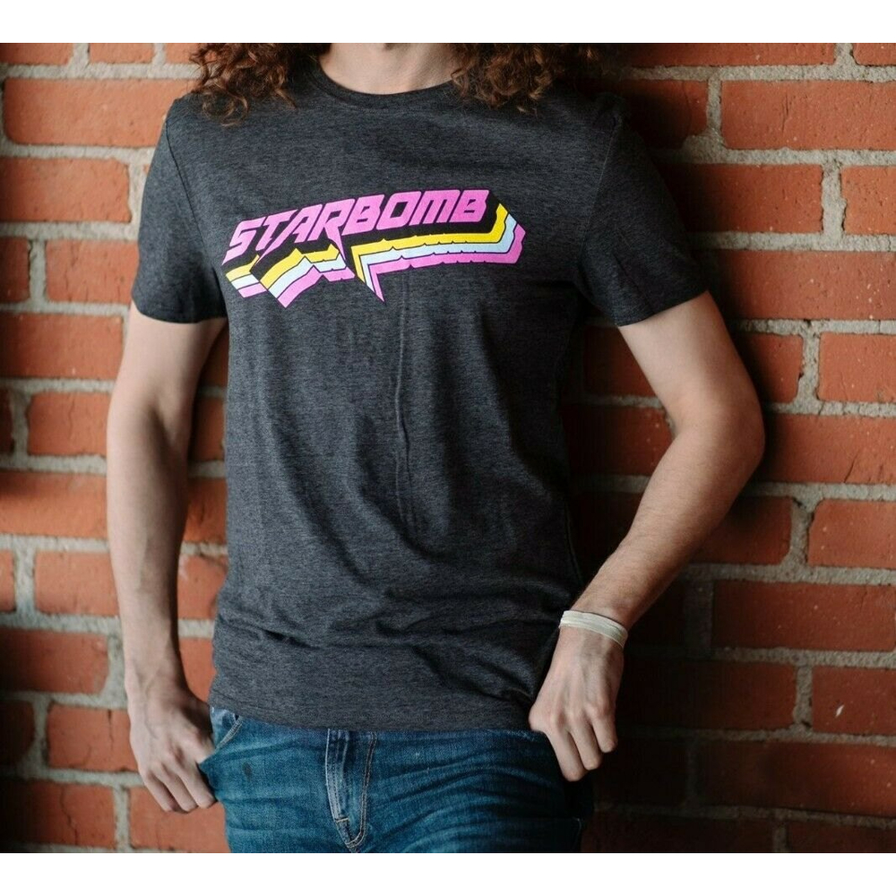Starbomb Rainbow Text Graphic T-Shirt Unisex Mens Small